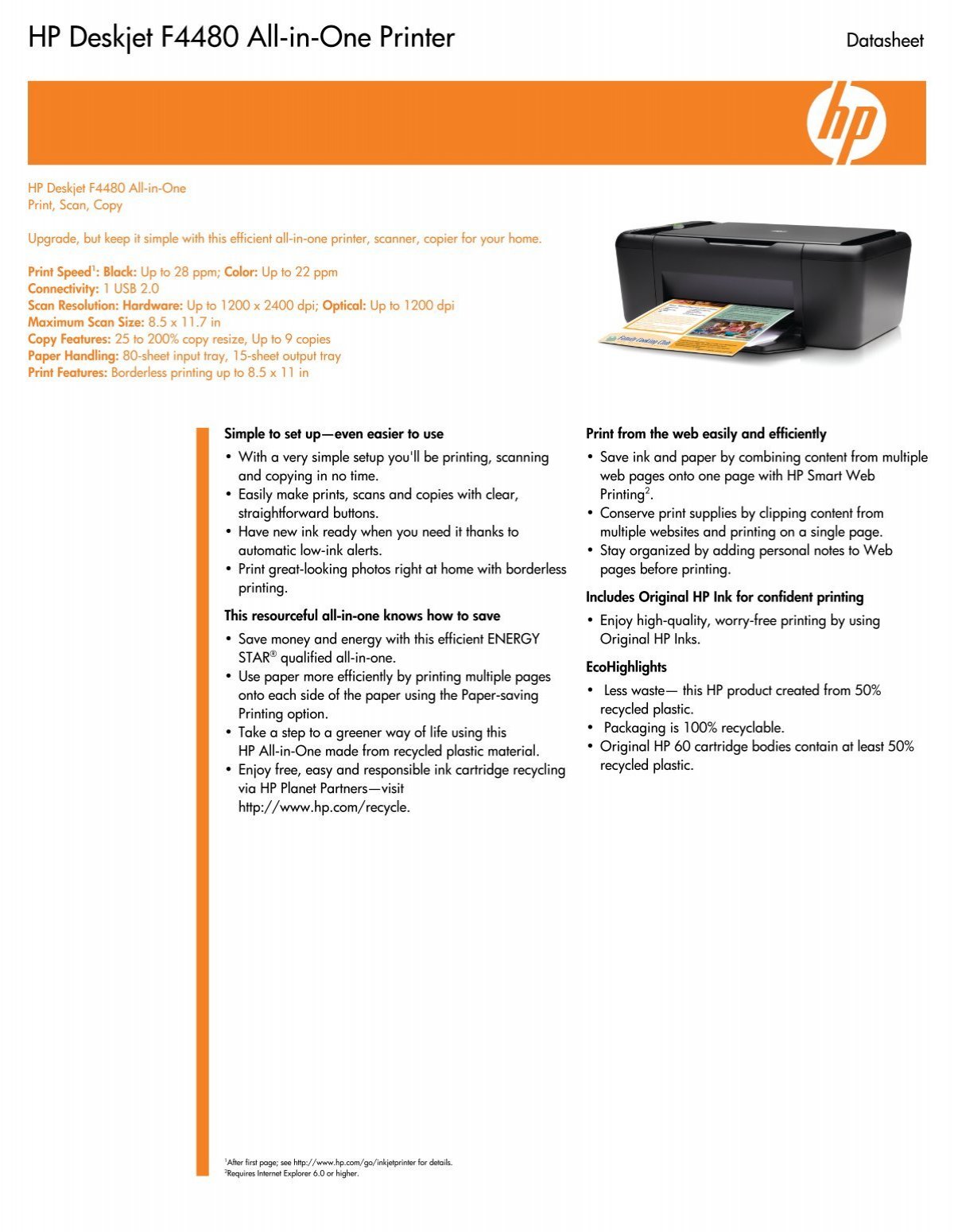 HP Deskjet F4480 printer — compatible cartridges at FetchInk